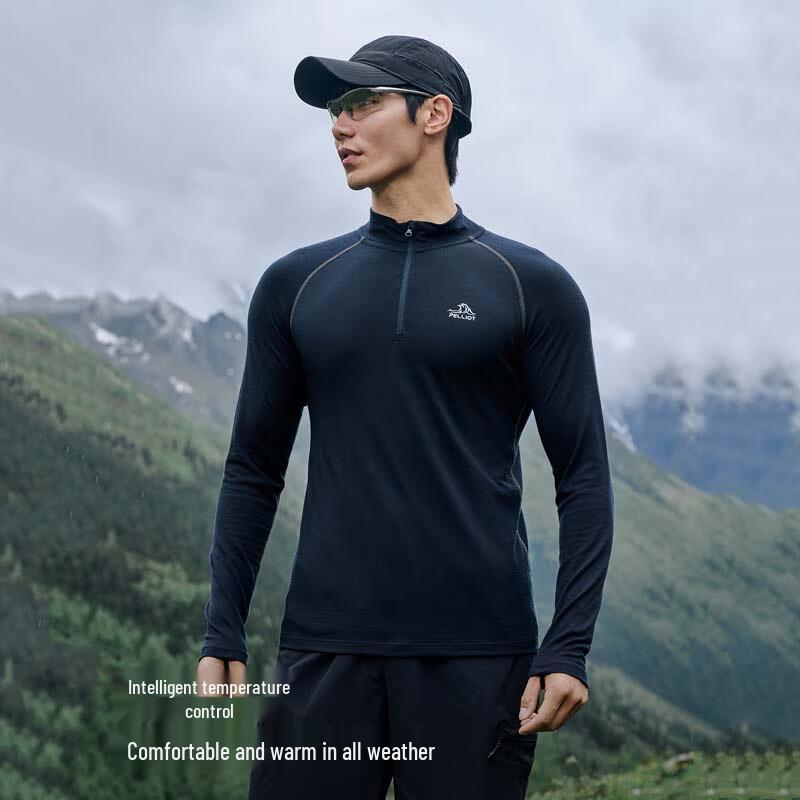 Pelliot Men's Outdoor Stand-Collar Long Sleeve T-Shirt