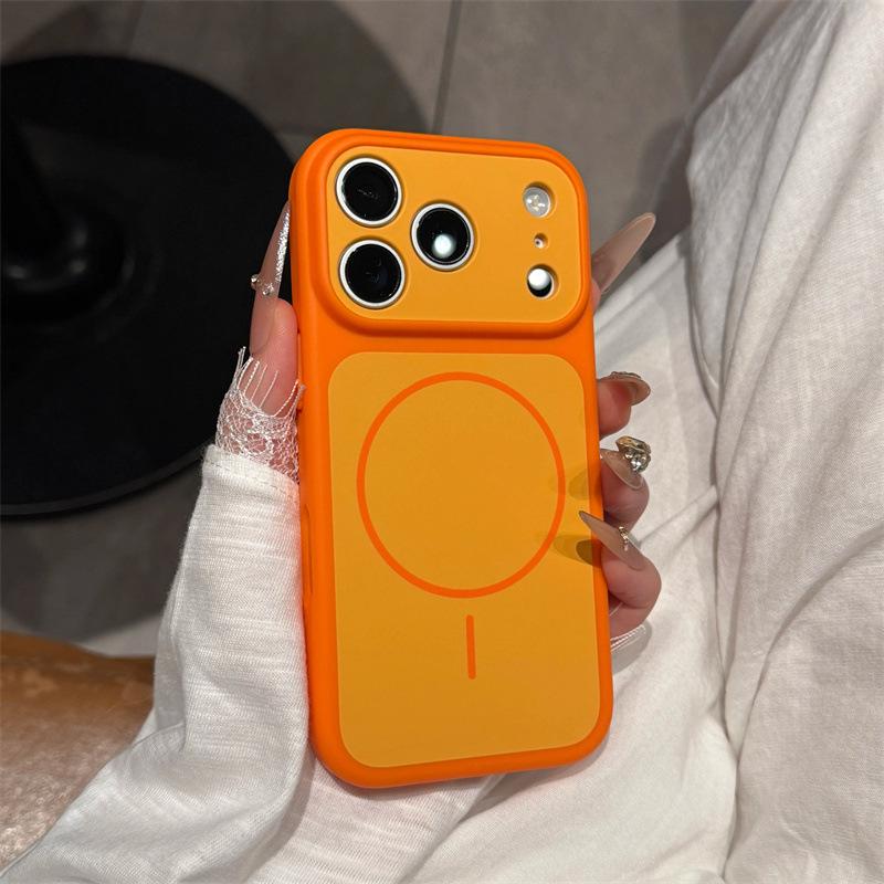 Matte Texture Magnetic Ring Phone Case for iPhone 14-17 Pro, Contrasting Colors