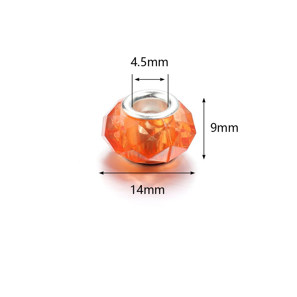 20pcs/Lot Transparent Color Faceted Resin Beads Big Hole Spacer Loose Beads for Jewelry Making DIY Bracelet Necklace