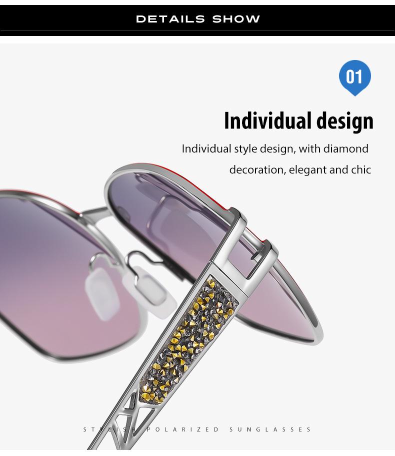 Women's 2022 Fashion Metal Polarized Rhinestone Sunglasses, Large Frame A683
