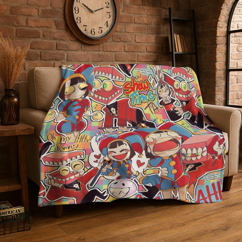 Cartoon Amizing Digtal Circus Pomni Soft Flannel Throw Blanket,Cozy Blanket for Bed,Couch,Sofa,Bedroom,Living Room,Picnic Kid