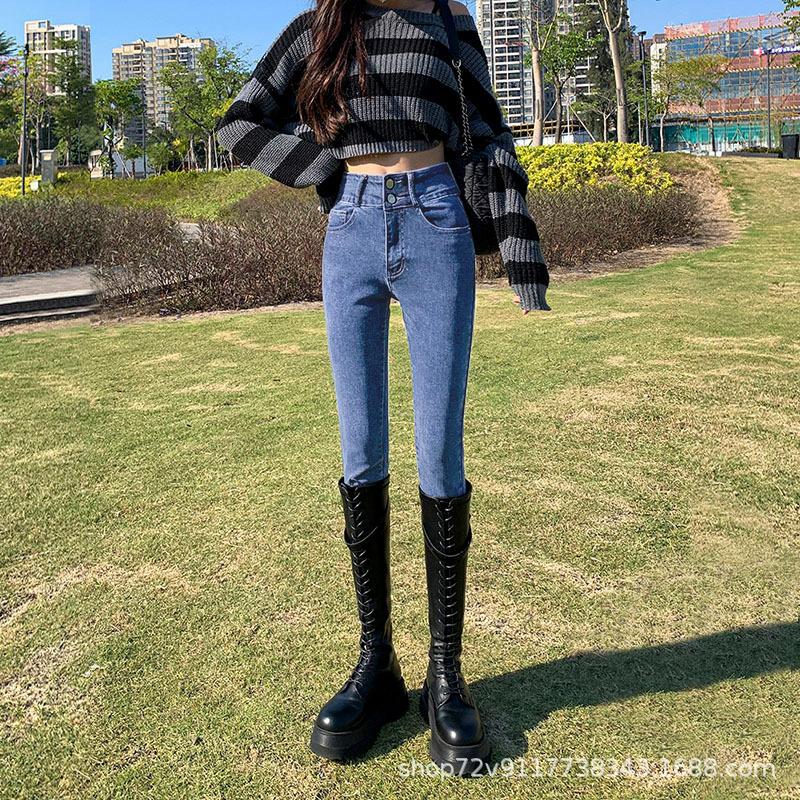 Plus Size Pants High-waisted Stretch Skinny Jeans for Women