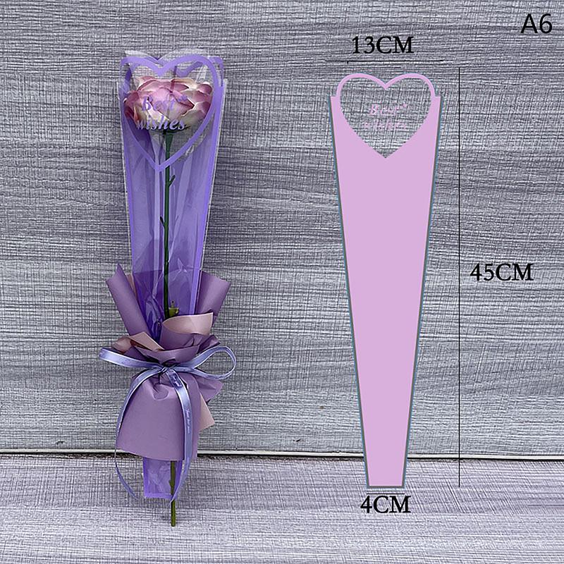50Pcs Single Rose Sleeves Flower Wrapping Bag Bouquet Packaging Bags Clear Cellophane Floral Wrappers For Valentine'S Day