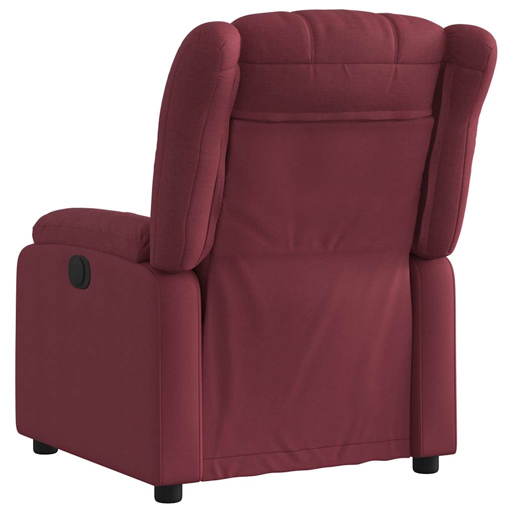 Electric Recliner Chair Burgundy Fabric