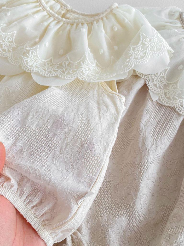 2025INS Modischer Sommer-Spitzenkragen Ärmelloser Strampler für Säuglings- und Kleinkindmädchen