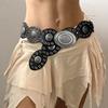 Zinc Zinc Alloy Cowgirl Buckle Belt Vintage Oval PU Hollow Belt Fashion Cowboy Waistband  Dress Decoration