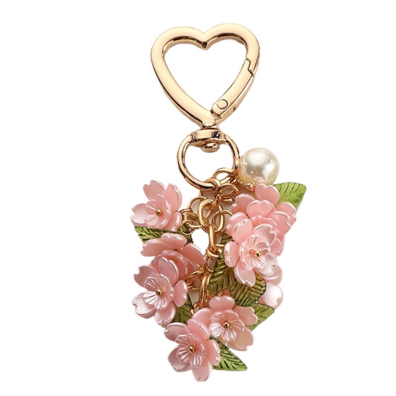 Portachiavi a forma di cuore pieni di fiori, alla moda e creativi, Decorazioni per borse, Portachiavi da appendere ai bagagli