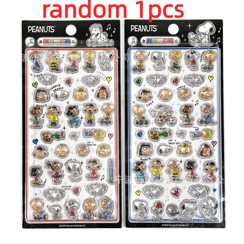1/4pcs Japanese Snoopy 3D Relief Crystal Sticker Cute Diy Mobile Phone Decoration Sticker Student Hand Account Stationery Gift