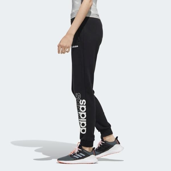 Adidas Favorites Knit Pants Letter Print Elastic Waist Cuffed Casual Pants Women Pants Black FM6189