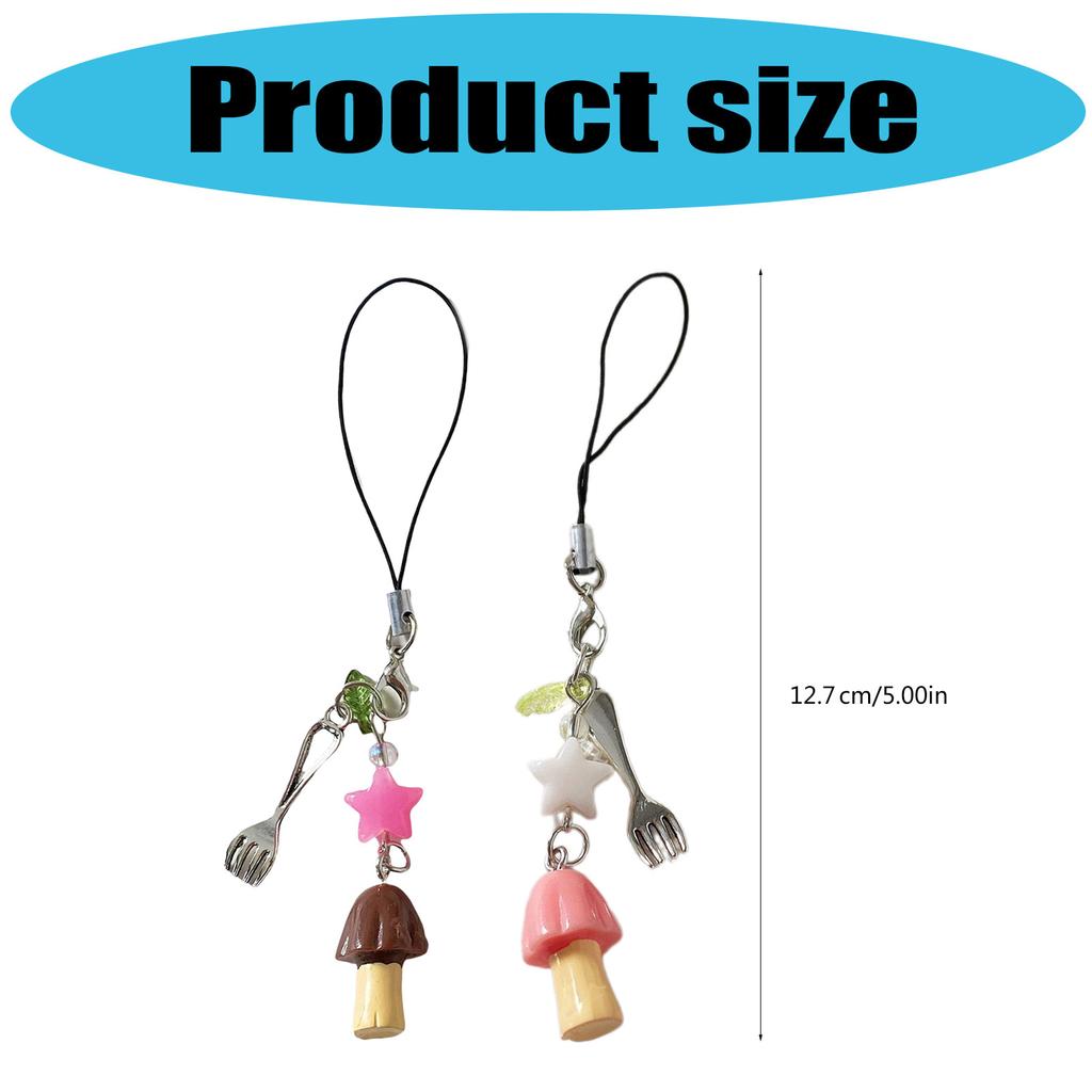 Vintage Mushroom Keychain Fashion Phone Pendant Hanging Ornament for Fashion Enthusiasts and Retro Style Followers