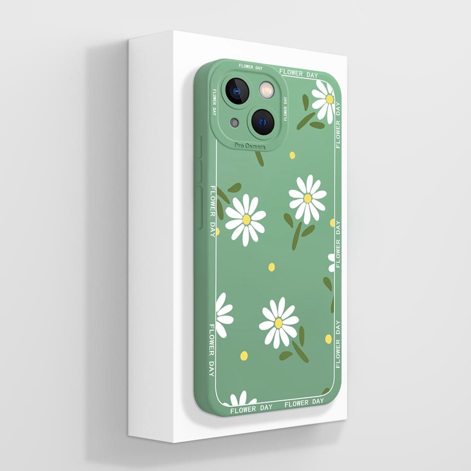 Smartphone Case For iPhone 13 14 15 16e Pro Max Mini Plus Lazy Kitten Pretty Flowers Pattern Liquid Silicone Shockproof Advanced Shell For iPhone Capa