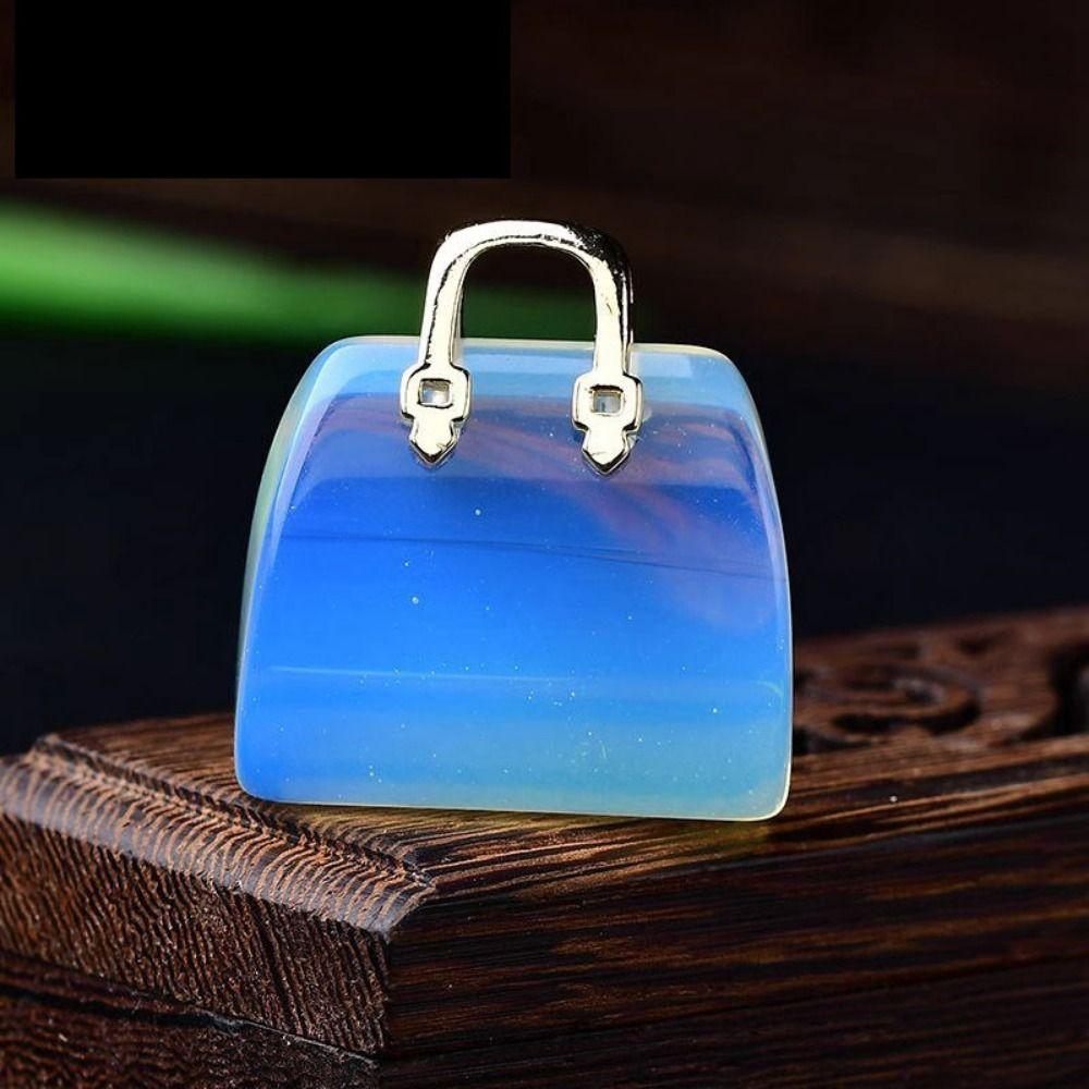 Simple Crystal Handbag Pendant Creative DIY  Necklace Pendant Natural Crystal Stone  Pendant  Gift