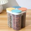 1PC Four Grains And Grains Transparent Storage Crisper Kitchen Supplies Moisture-Proof Sealed Compartmented Open Lid Jar