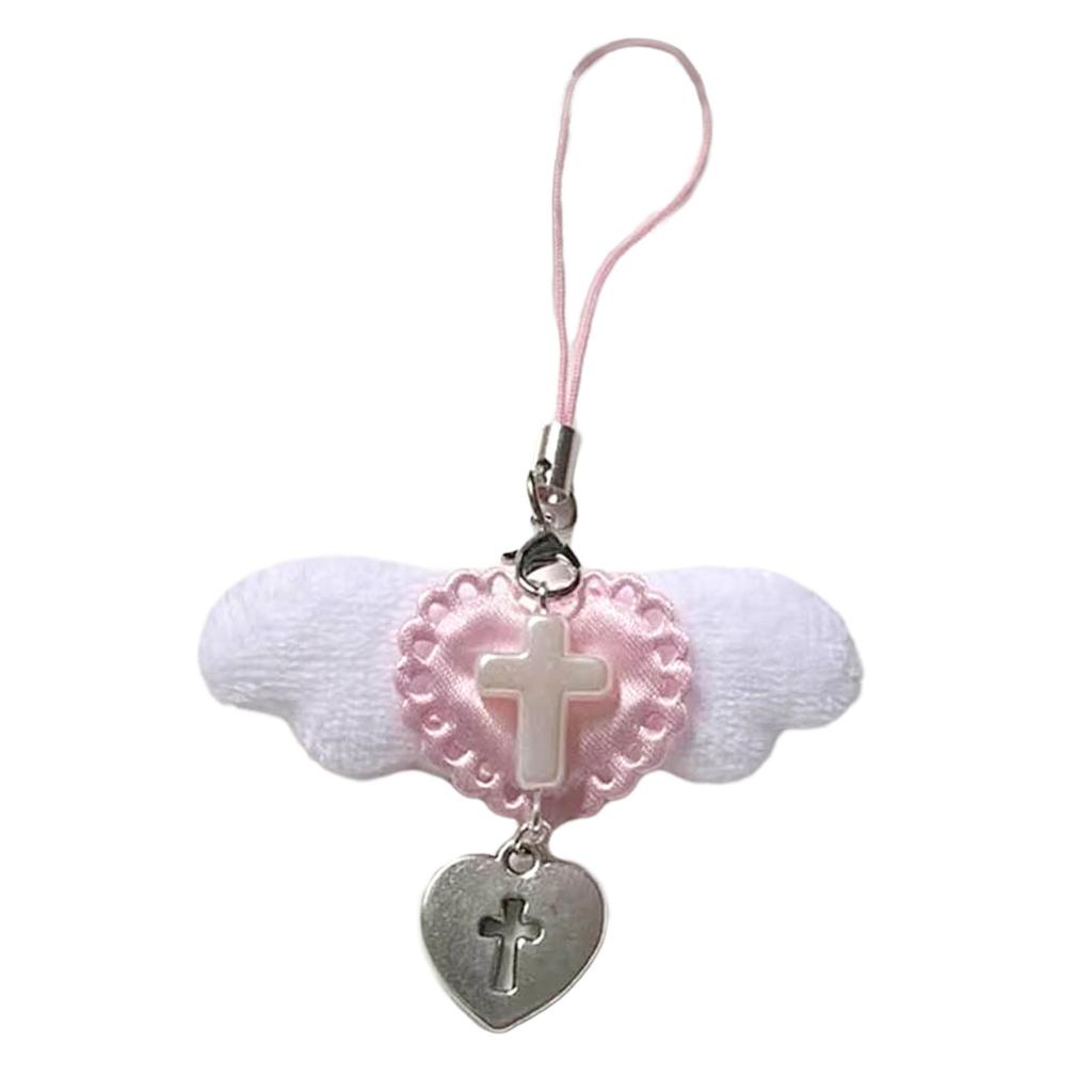 Cute Cellphones Strap Adorable Angel Wing Heart Phone Chain Vintage Keychains Pendant for Fashionable Individuals