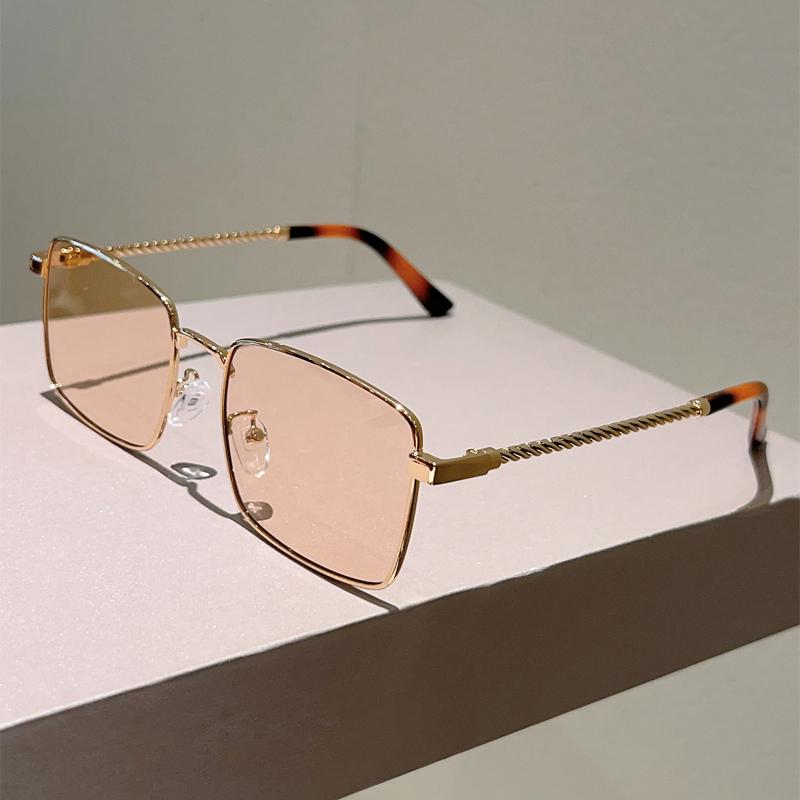 Vintage Square Sunglasses Men Fashion Full Metal Rim Casual Sun Glasses Women  New Trendy Retro Design Decor Shades