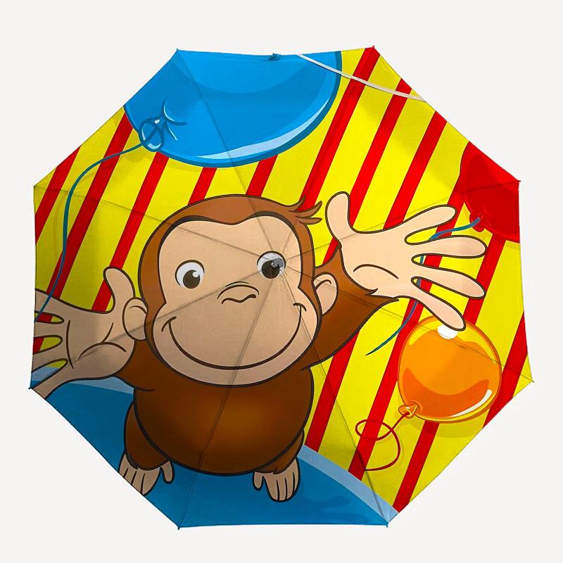 Curious George, Balloons Automatic Opening and Closing, 8 Rib Structure Portable Umbrella, Suitable for Men and Women In All Seasons Perfec