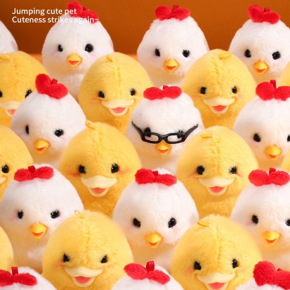 Plush Duck Wind Up Jumping Toy Lifelike Guide Baby Crawling Toy  Cat Toy