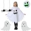 [LJZM] Ghost Cosplay für Kinder Halloween Geisterkostüm Kinder Sensenmann Teufelskostüm Geisterponcho Fluoreszierender Effekt Jungen Mädchen Umhang Niedlich (Weiß, L)
