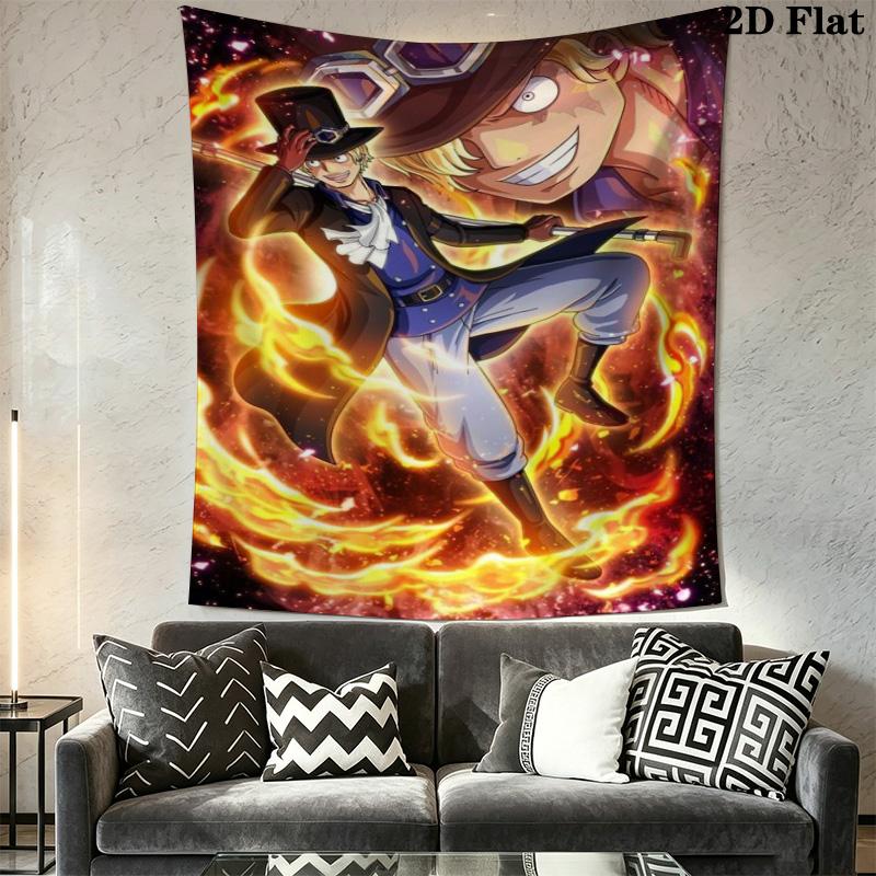 One Piece Sabo Fire Power Tapestry Flame Starry Background Anime Wall Hanging Backdrop for Bedroom Dorm Decor
