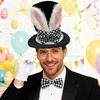 Rabbit Costume Set 4 Piece Bunny Ear Top Hat Glasses Necktie Gloves Set for Halloween Easter Cosplay Accessory