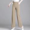 Straight Solid Color Wide Leg Pants Intellectual Korean Spring Summer Pockets Elastic Waist Elegant Fashion New Women's Clothing