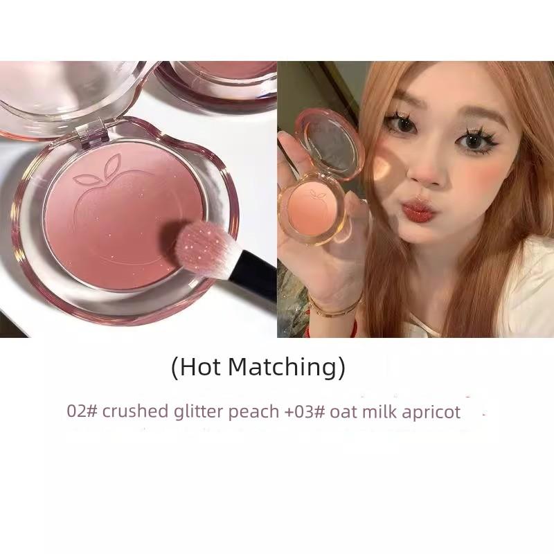 Low Saturation Ebony Rose ~ Gradient Blush Expansion Contractive Color Classy Matte Shimmer Easiest for Match Plain Student Female