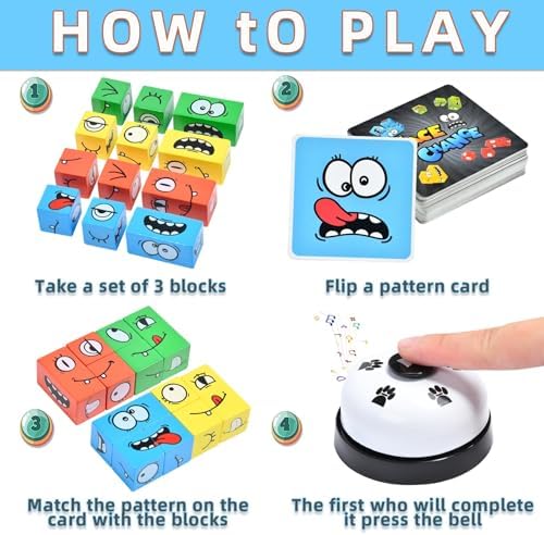 LADVATKIN Wooden Puzzle Blocks Interactive Brain Teaser Game with Bell Educational Toy for Kids Family Board Game