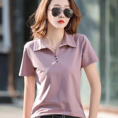 Spring Korean Style Female Polo T Shirt Women Girls Short Sleeve Loose T-shirt Basic Pullover Bottoming Tops