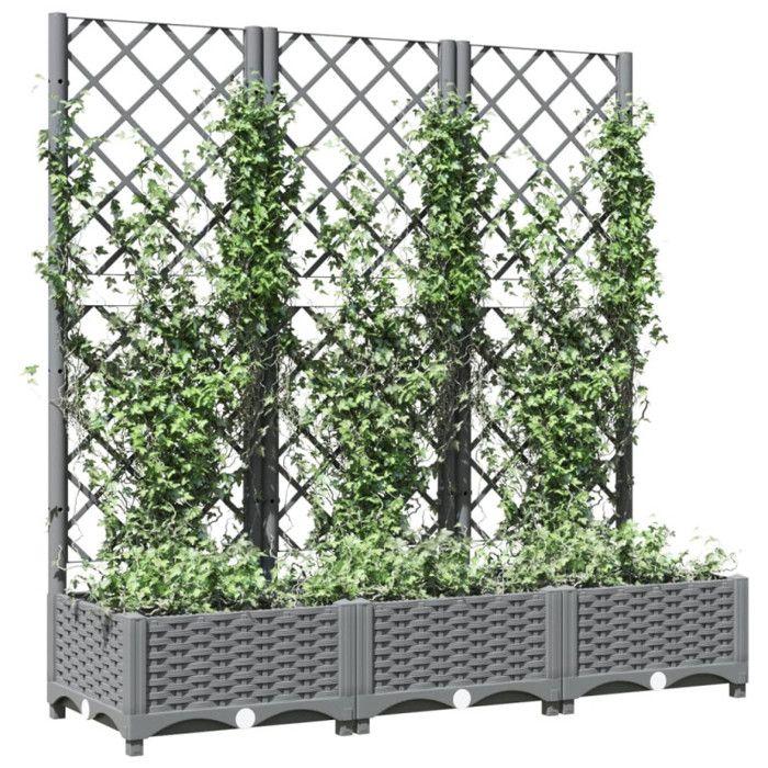 VidaXL Planter with Trellis Light Grey 120x40x121.5 Cm PP 153273