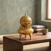 Brass Scent Burner Decorative with Lid Traditional Tabletop Censer for Home Decor,