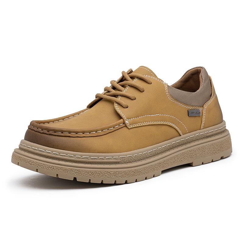 

Мужская обувь 2024 года, классическая базовая мужская повседневная обувь, повседневная обувь для активного отдыха, на низком каблуке, мужская, с круглым носком, со шнуровкой, трендовая мужская кожаная обувь 12.5 жёлтый