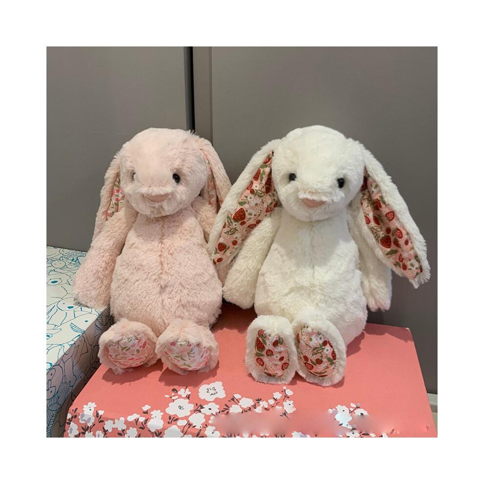 Kreatywna pluszowa zabawka króliczek z kwiatowym wzorem – Różowy króliczek wiśniowy pluszowa zabawka prezent