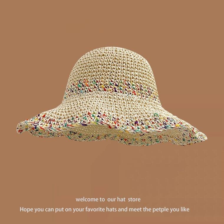 Chapeau de paille d'été à larges bords pour la protection solaire et l'amincissement du visage sans effort