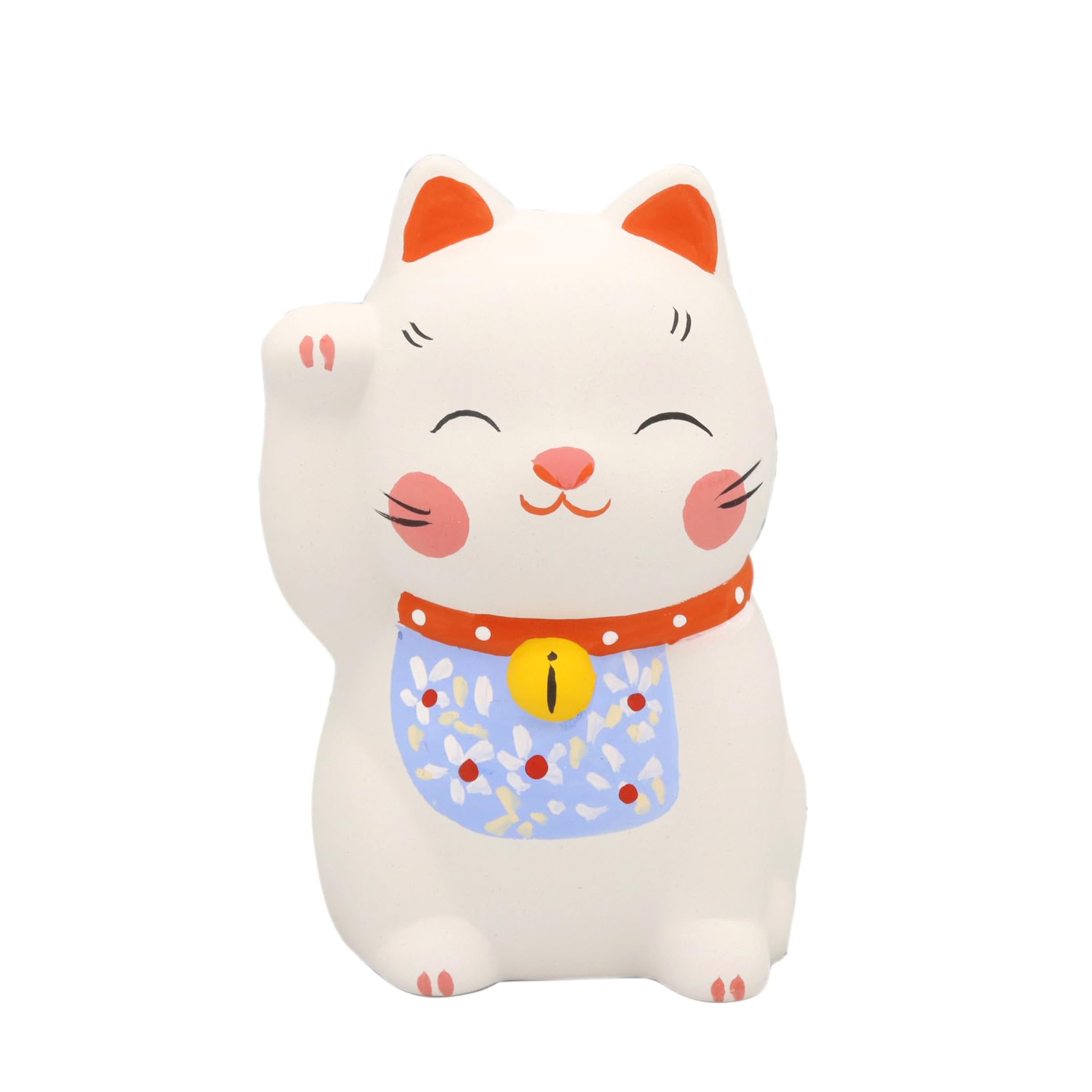Craftsman House Smiling Piggy Bank Seto by a Japanese Made in Japan Maneki-neko - White, Ware, Hand-painted Painter,