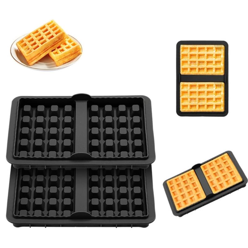 Set of 2 Silicone Waffle Molds Set Nonstick Baking Pan with Small Handle Silicone Baking Tray for Air Fryers and Oven