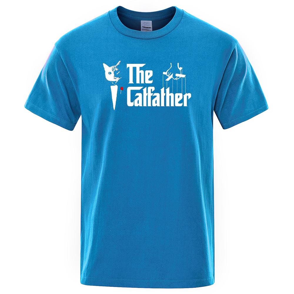 The Catfather Cat Cool Printing Man Tshirt Casual Comfortable T-Shirt Fashion Vintage Tee Shirts Oversized Casual T Shirts Men's