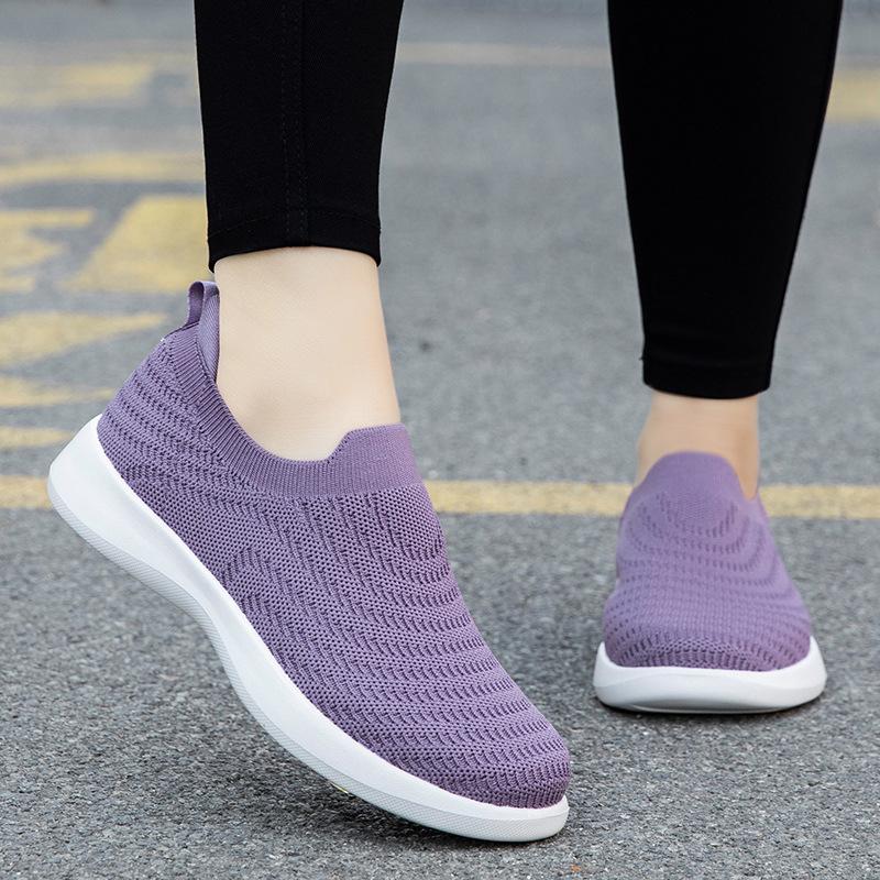 Shoes Spring new breathable fly-woven couple casual shoes soft sole light one-pedal walking shoes