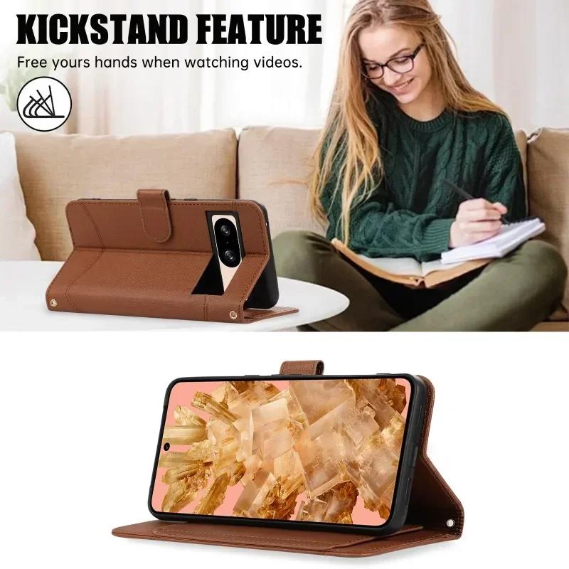 Handgelenkschlaufe Umhänge-Geldbörse mit Kartenhalter Handyhülle für Google Pixel 9 8 7 6 Pro 8A 7A 6A 5G PU-Leder Stoßfeste Hülle