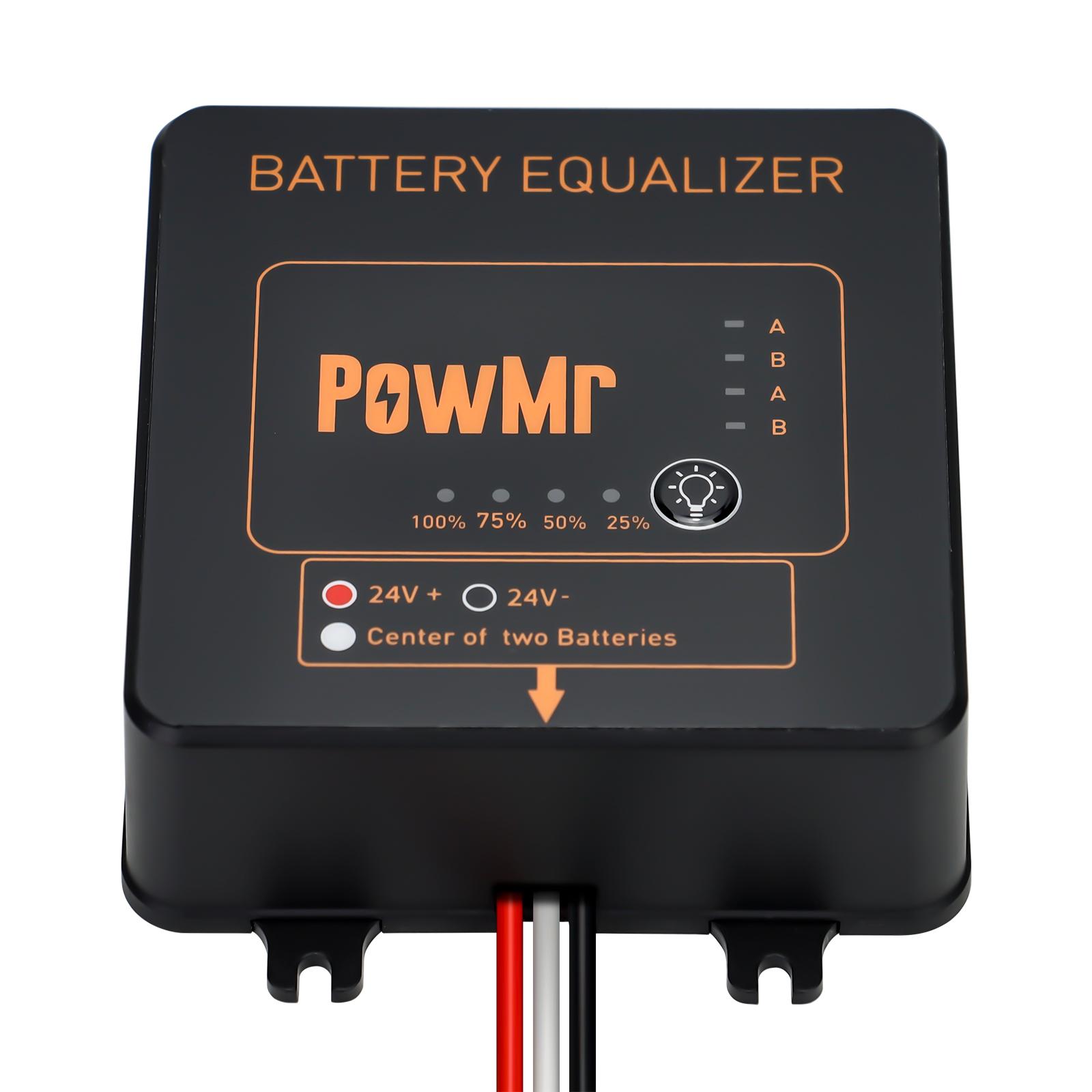 PowMr 24V 48V Battery Equalizer Balancer Charger Controller Solar Voltage Balancer for Gel Flood AGM Lead Acid Lithium Battery 24V Equalizer