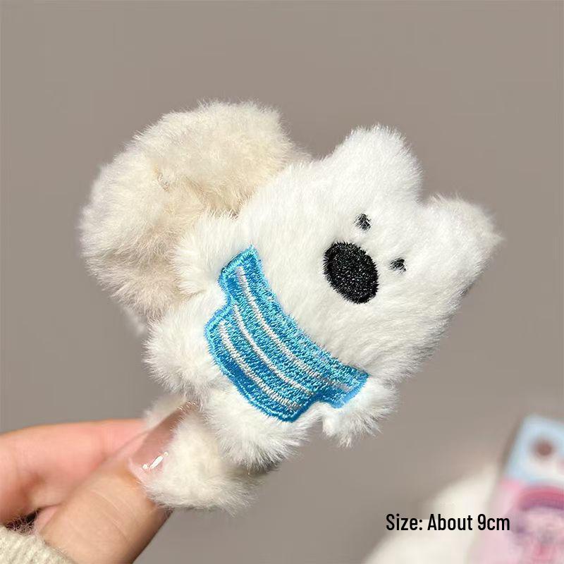 Medium Cartoon West Highland White Terrier Plush Hair Clip - Cute Puppy Girl Hair Accessory