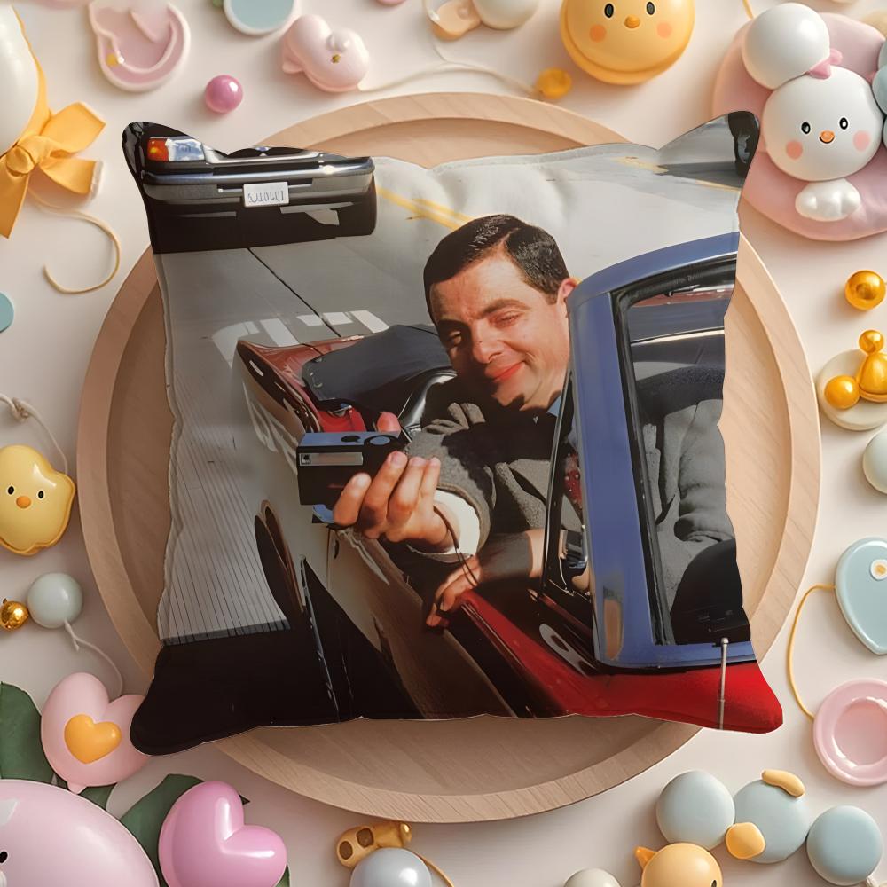 Federa Cuscino Mr B-Bean-N Morbido Tessuto Peluche Copricuscino Stampato Double-Sided Caldo Cuscino per Divano Invernale