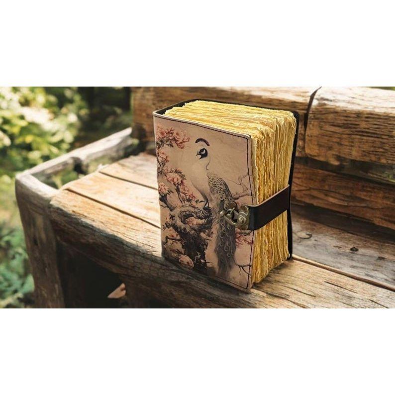 Peacock Leather Journal • Vintage Handmade journal • Travel Diary Gift for Writer •