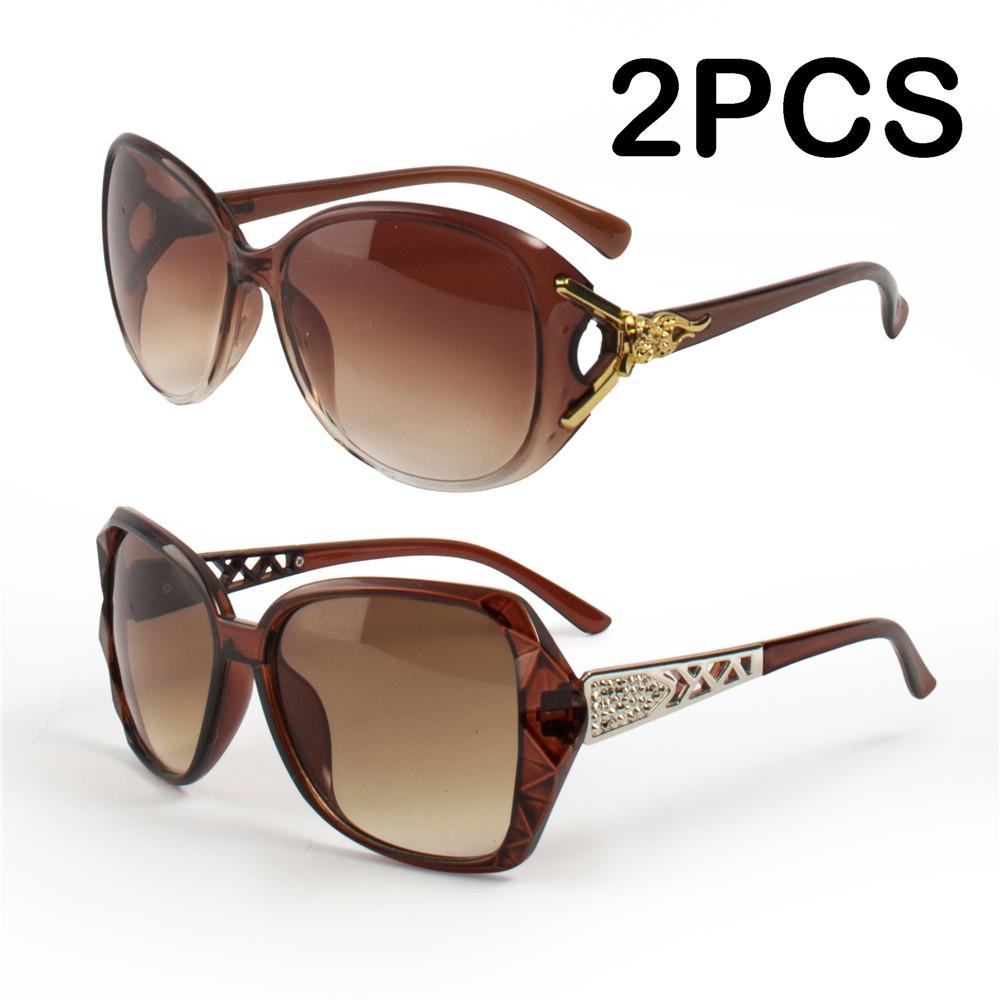 2PCS Fashion Oversized Sunglasses PC Female Big Frame Gradient Sun Glasses mujer