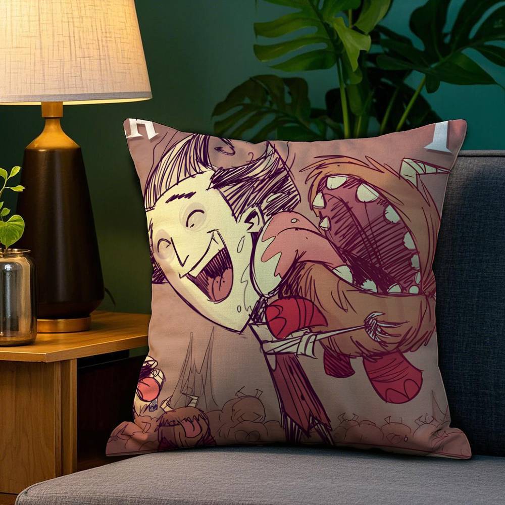 

Hot-Game Dont Starve Art For Game Pillow Case Anti-dustmite Pillowcase Invisible Zipper Silky Short Plush Sofa D 12x12Inch