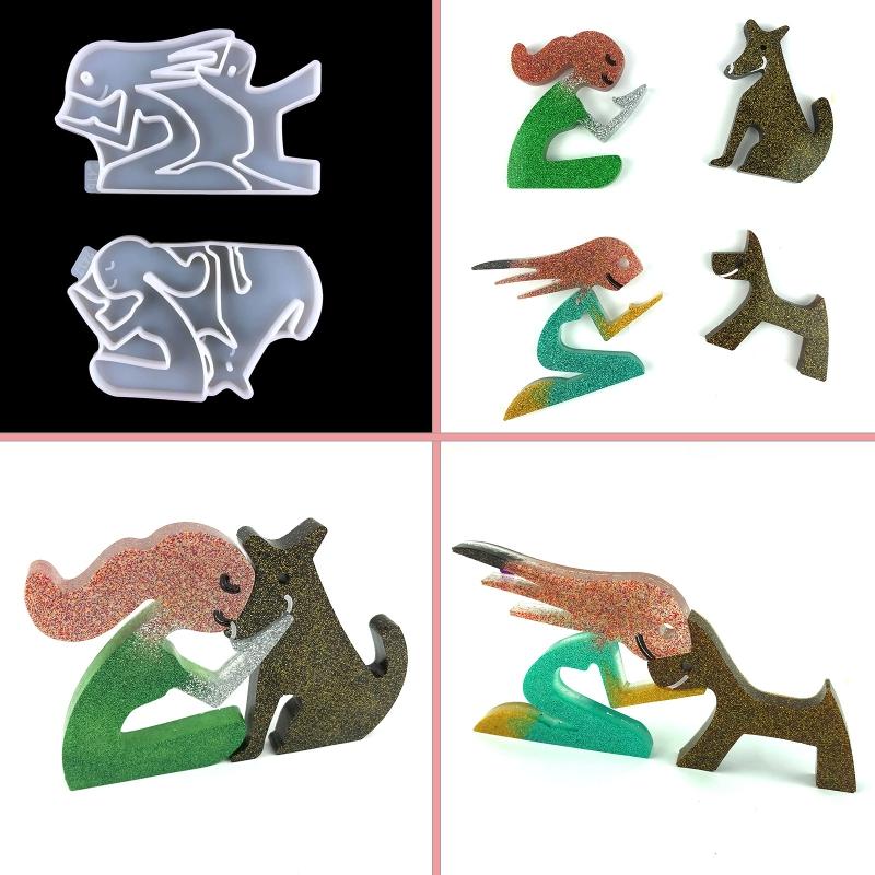 Dog Keychain Mold Silicone Keychain Mold Pendant Clay Mold with Hole for DIY Keychain Home Car Handbag Backpack Decor