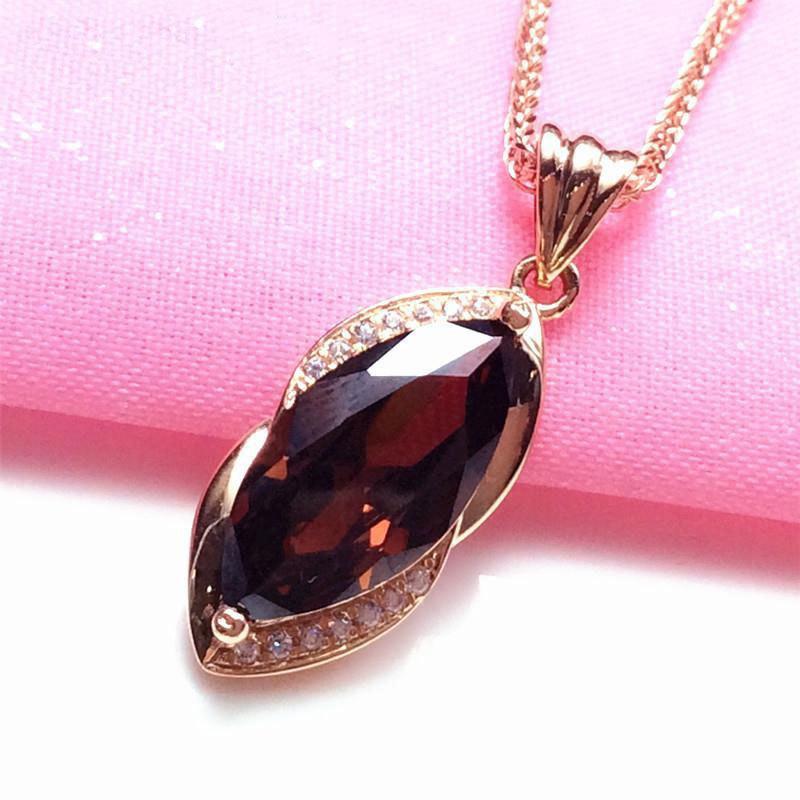 Purple Gold Colored Gold Pointed Smoky Zircon Plated Rose Gold Pendant Necklace Fashionable And Generous