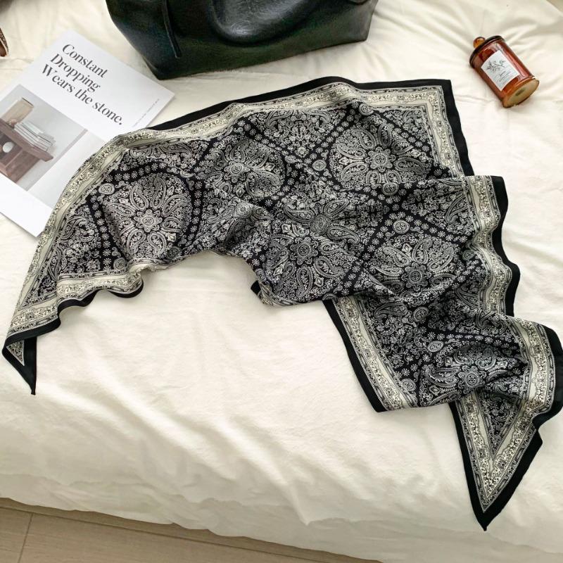 Cashew flower silk scarf new trend bag headscarf headband neck protector scarf scarf small shawl triangle scarf fart curtain