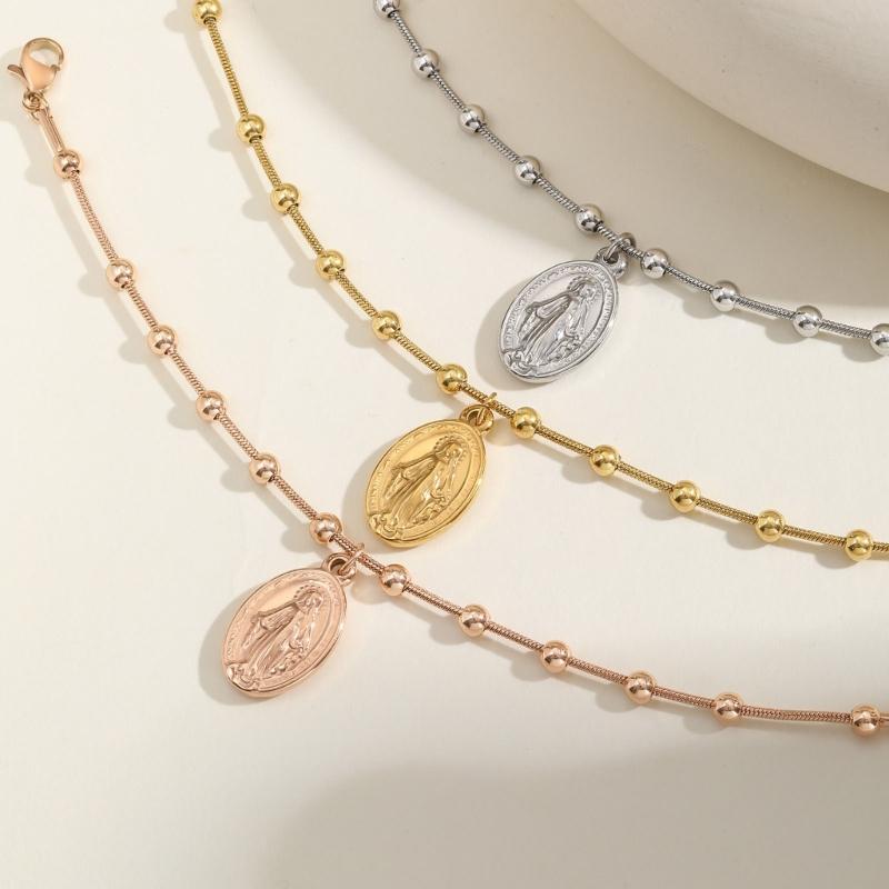 Stylish Rosary Beaded Bracelet Vintage Charm Bracelet Suitable for Women Featuring Vintage Minimalist Snake Chain