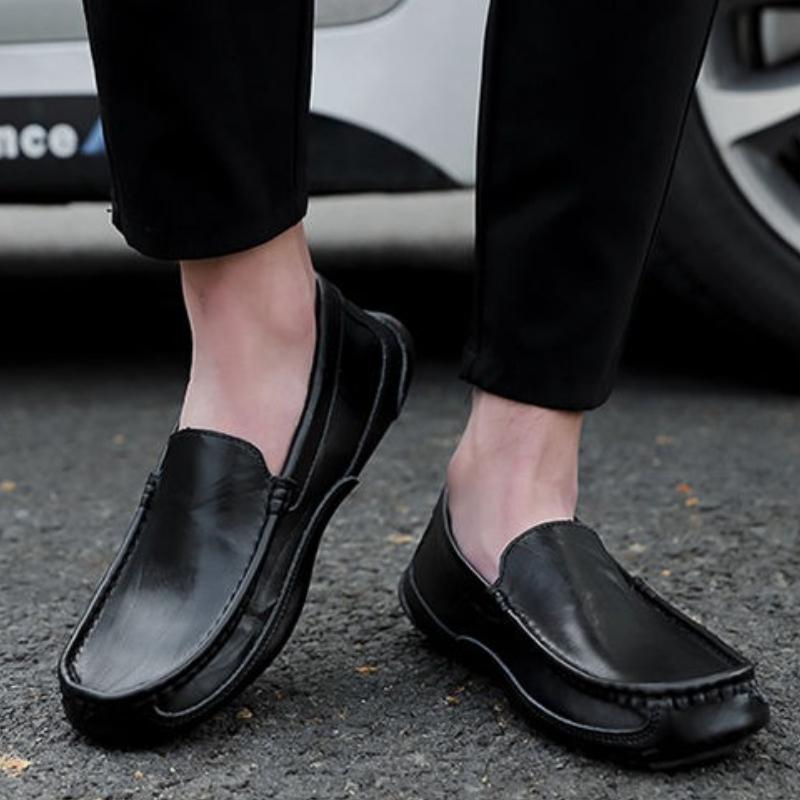Mode Arbete Lätta Herrskor i Läder Mockasin Platt Retro Vanlig Storlek 47 Klassisk Original Mode 2025 Rea Herr Fritidssko