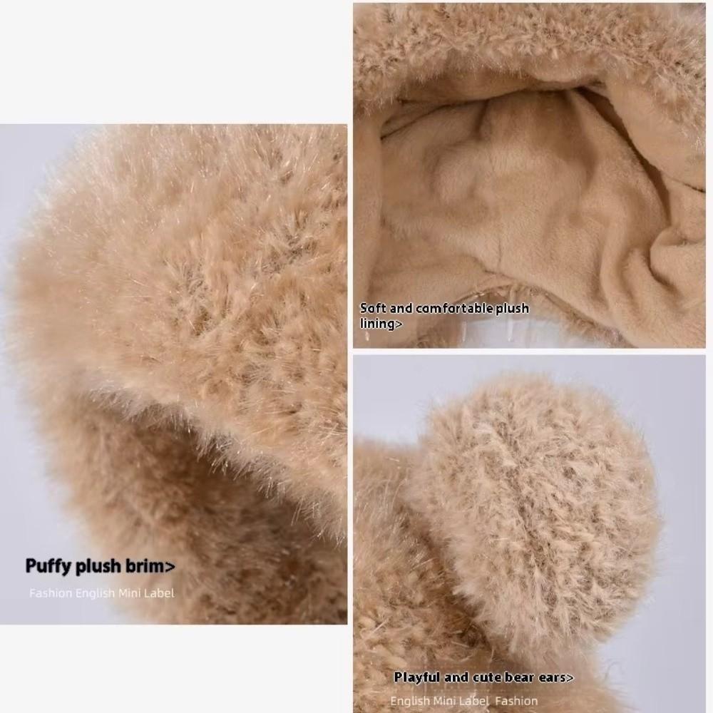 Windproof Ear Protection Hats Coldproof Plush Hat New Bear Ears Knitted Hat  for Autumn Winter